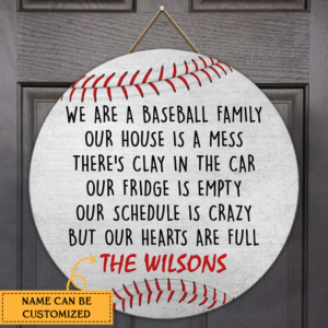 Personalized Baseball Wooden Sign Baseball Family Door Sign TRV1565WDCT