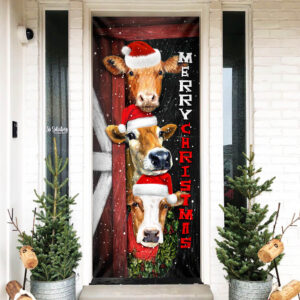 Cattle Cow Merry Christmas Door Cover THH3493Dv1