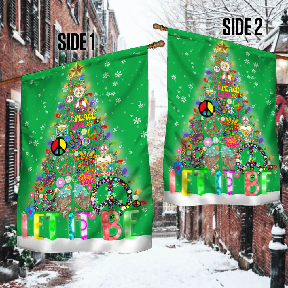 Hippie Christmas Tree Flag Let It Be TTV379Fv2 Flagwix