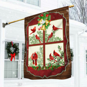 Cardinals Garden From The Window Christmas Flag MBH237F