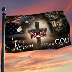 One Nation Under God. Christian Cross American Grommet Flag THB3614GF
