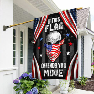 Patriotic Skull Flag If This Flag Offends You, Move DDH3120F