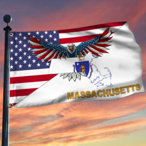 Massachusetts Flag American Eagle Massachusetts Grommet Flag TRL1430GFv17