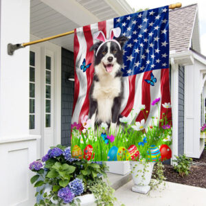 Border Collie Happy Easter Day American Flag THN3652Fv1