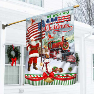Santa Claus. We Wish You Ameri Christmas Flag THN3610F