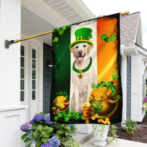 Yellow Labrador Retriever Flag Happy St. Patrick's Day BNT395F