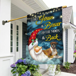 Boxer Dog Flag I Love Jesus and Boxer To The Moon and Back LHA1948F