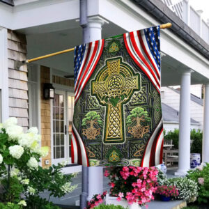 Irish Celtic Cross American Flag THH3643F
