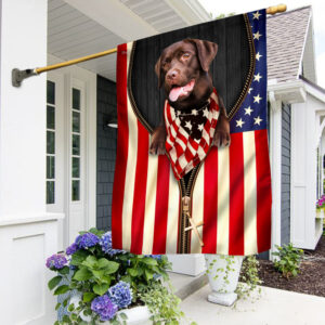 Chocolate Labrador Retriever American Patriot Flag THN3626Fv1