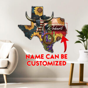 Personalized Texas Hanging Metal Sign Cactus NNT131MSv1CT