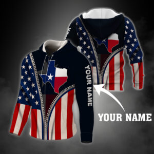 Personalized 3D Zip Hoodie Texas State Of Mind BNT218ZHCT