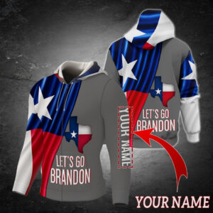 Personalized Zip Hoodie, Texas Let's Go Brandon Custom Name QNV22ZHCT