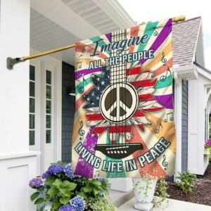 Guitar Hippie Flag Imagine All The People Living Life In Peace DBD3190F