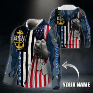 Personalized U.S. Navy Veteran Custom Name Zip Hoodie THB3687ZHCT