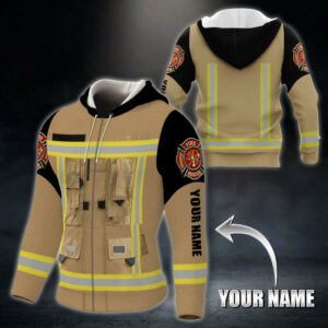 Personalized Firefighter Custom Name Zip Hoodie THB3724ZHCT