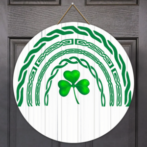 Personalized Name Irish St. Patrick’s Day Round Wooden Door Sign QNV08WDCT