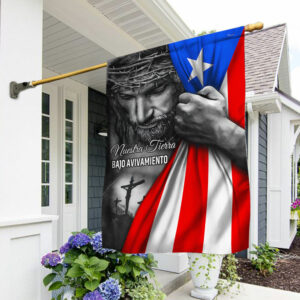 Jesus Flag Nuestra Tierra Bajo Avivamiento Jesus Puerto Rico Flag TRL1697Fv2