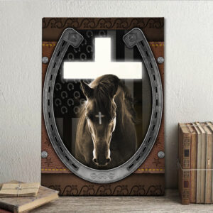 Horse Canvas Wall Art Jesus And Black Horse BNT288Cv1