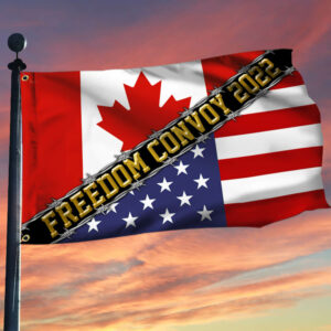 Canadian American Freedom Convoy 2022 Flag, Truckers For Freedom, Mandate Freedom Grommet Flag THB3748GFv1