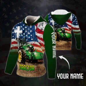 Personalized Zip Hoodie Farm Tractor Custom Name MLH2201ZHCT