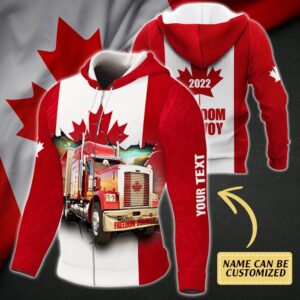 Personalized Canadian Truck. Freedom Convoy. Truckers For Freedom 3D Zip Hoodie THH3750ZHCTv2