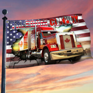 Freedom Convoy 2022 Flag Truckers For Freedom American Canadian Truck Flag THH3750GF