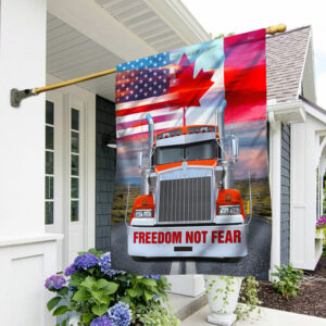 Freedom Not Fear Flag, Freedom Convoy 2022, Truckers For Freedom, Canadian Trucker, Mandate Freedom QNK1062F