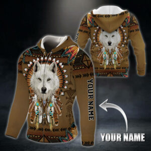 Personalized White Wolf Native American. Dream Catcher Pow Wow 3D Zip Hoodie THB2937ZHCTv3