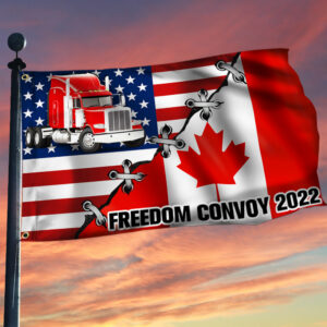 Canadian American Grommet Flag, Freedom Convoy 2022, Truckers For Freedom QNN196GFv3