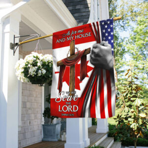 Christian Cross. As For Me And My House, We Will Serve The Lord. American Canadian Flag THB2953Fv4