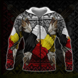 Native American 3D Zip Hoodie Hand Together NTB108ZH