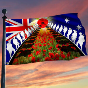 Anzac Day Australia Grommet Flag, Lest We Forget, We Will Remember Them 25th April QNN818GF