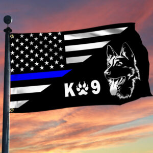 Police Flag Thin Blue Line Police Dog K9 German Shepherd Grommet Flag TRL1881GF