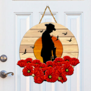 Anzac Day. Lest We Forget. Poppy Flower Custom Wooden Sign NNT450WD