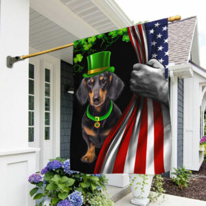 Dachshund Flag Irish Shamrock Saint Patrick's Day Flag TRL1815F