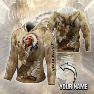 Personalized Native American 3D Zip Hoodie Eagle's Wing NTB553ZHCT