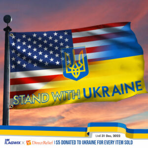 America And Ukraine Grommet Flag Stand With Ukraine BNL557GFv1