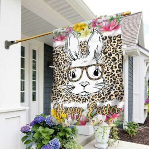 Hoppy Easter Flag Leopard Bunny DBD3457F