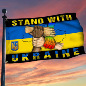 Stand With Ukraine Grommet Flag Peace For Ukraine Pray For Ukraine MLH2287GF