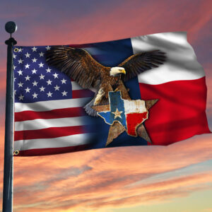 Texas Grommet Flag, Eagle Texas American Flag QNK1096GF
