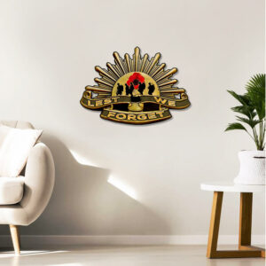 Anzac Day. Australian Rising Sun. Lest We Forget Hanging Metal Sign Poppy Road NTB564MS