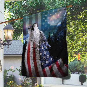Patriotic Wolf American US Flag THB3827F