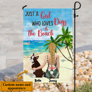 Personalized Flag Just A Girl Who Loves Dogs And The Beach BNN70FCT