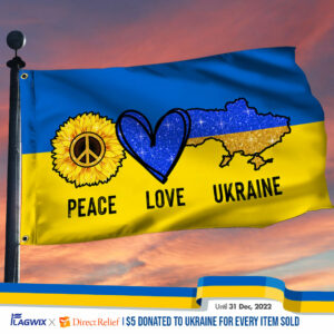 Ukraine Grommet Flag Peace Love Ukraine BNN607GF