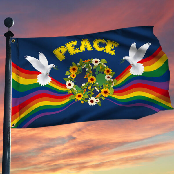 Hippie Flag Dove Peace Hippie Grommet Flag QTR94GF