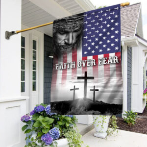 Jesus Christian Cross, Faith Over Fear American Flag TPT41F