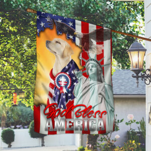 Yellow Labrador Retriever Flag God Bless America BNN08F