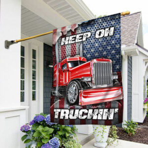 Truck Flag Keep On Truckin' Proud Trucker American Flag QTR91F