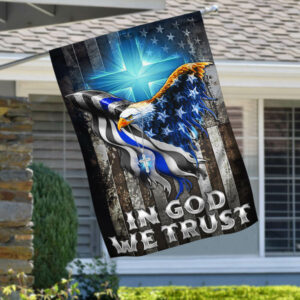 In God We Trust Christian Cross, American Eagle, The Thin Blue Line Flag TPT94F