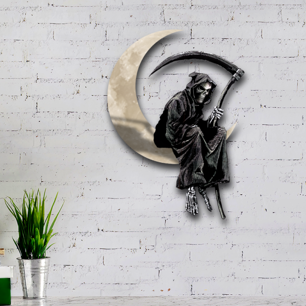 Grim Reaper On The Moon Hanging Metal Sign QNK1005MSv16